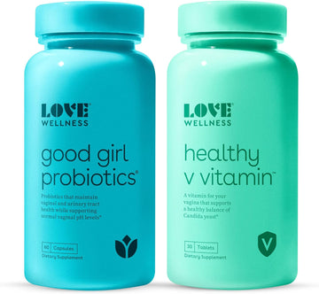 Love Wellness Good Girl Vaginal Probiotics & Women'S Healthy V Vitamin Set | Urinary Tract Health, Ph Balance With Prebiotics & Lactobacillus Blend | Supports Vaginal Health, & Gut Health