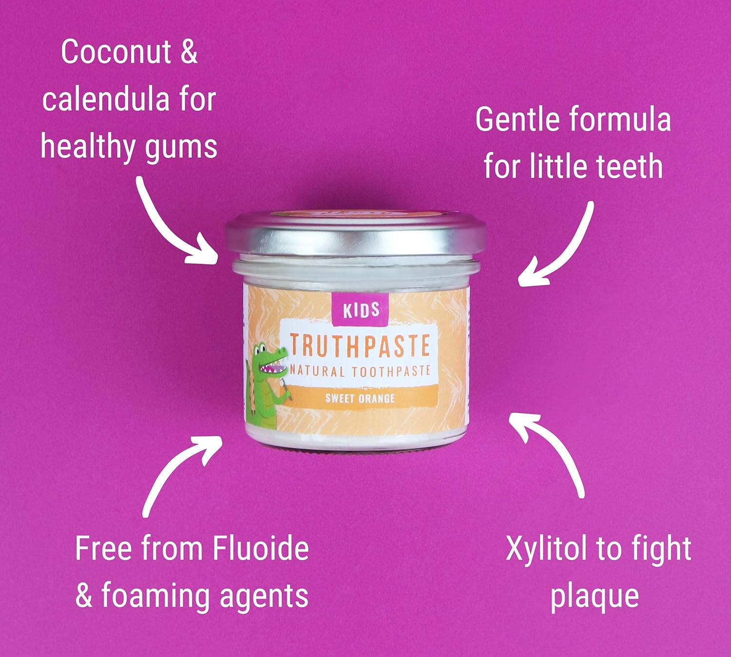 TRUTHPASTE Kid’s Children’s Natural Zero Waste Toothpaste (Sweet Orange 100ml) Eco Friendly & Plastic Free, Mint Free with Coconut & Aloe Vera. Fluoride Free, SLS Free. for Babies, Toddlers, All Ages : Amazon.co.uk: Health & Personal Care