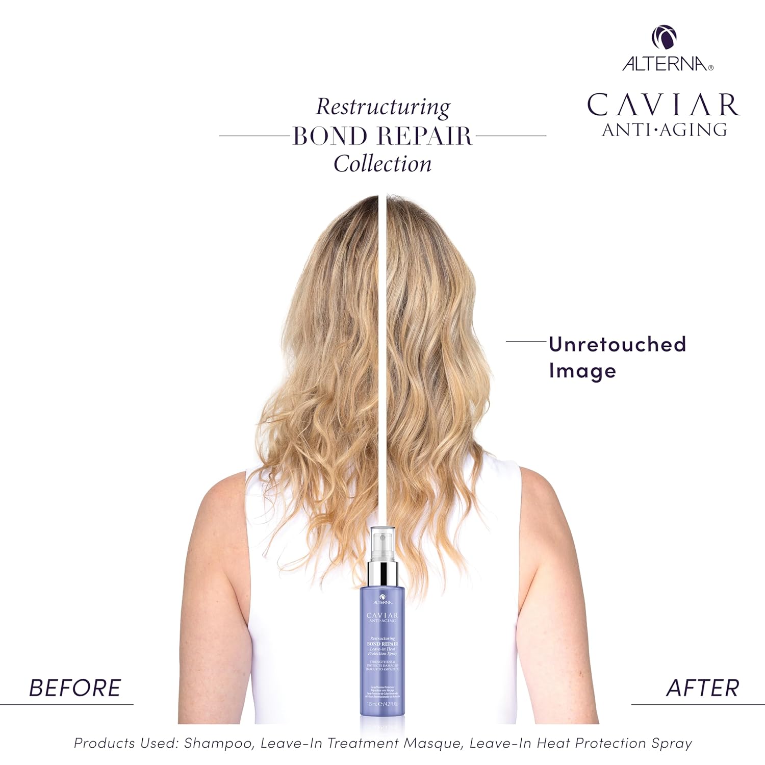 Alterna Caviar Anti-Aging Restructuring Bond Repair Leave-in Heat Protection Spray, 4.2 Fl Oz | Strengthens & Protects Damaged Hair : Beauty & Personal Care