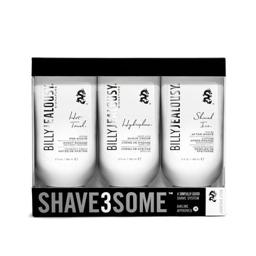 Billy Jealousy Shave3Some Travel-Size Trio Shaving Kit For Men With Heating Pre-Shave, Super Slick Shave Cream And Cooling After-Shave, Citrus Scent, 3 Fl Oz Each