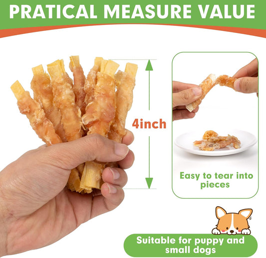 Mon2Sun Rawhide Free Dog Treats, 4 Inch Chicken Wrapped Cod Fillet Dog Snacks For Small Dogs, Soft And Training Treats, 20Oz (56 Count-Pack Of 1)