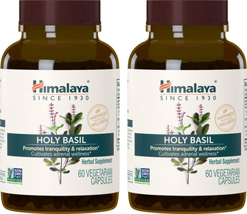 Himalaya Holy Basil Tulsi Herbal Supplement, Stress Relief, Relaxation, Occasional Sleeplessness, Promotes Calm, Ayurvedic, Non-Gmo, Vegan, 720 Mg, 60 Capsules, 2 Pack