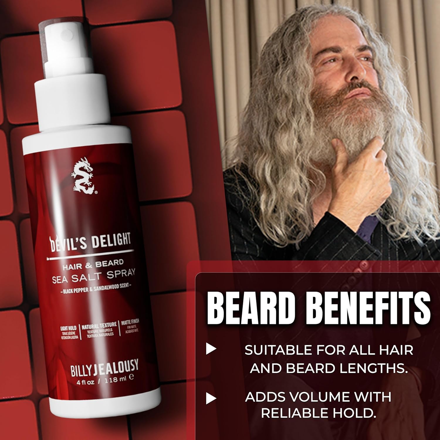 Billy Jealousy Devil'S Delight Sea Salt Spray, Texturizing And Volumizing Hair Spray With Natural Conditioner, 4 Fl. Oz. : Beauty & Personal Care