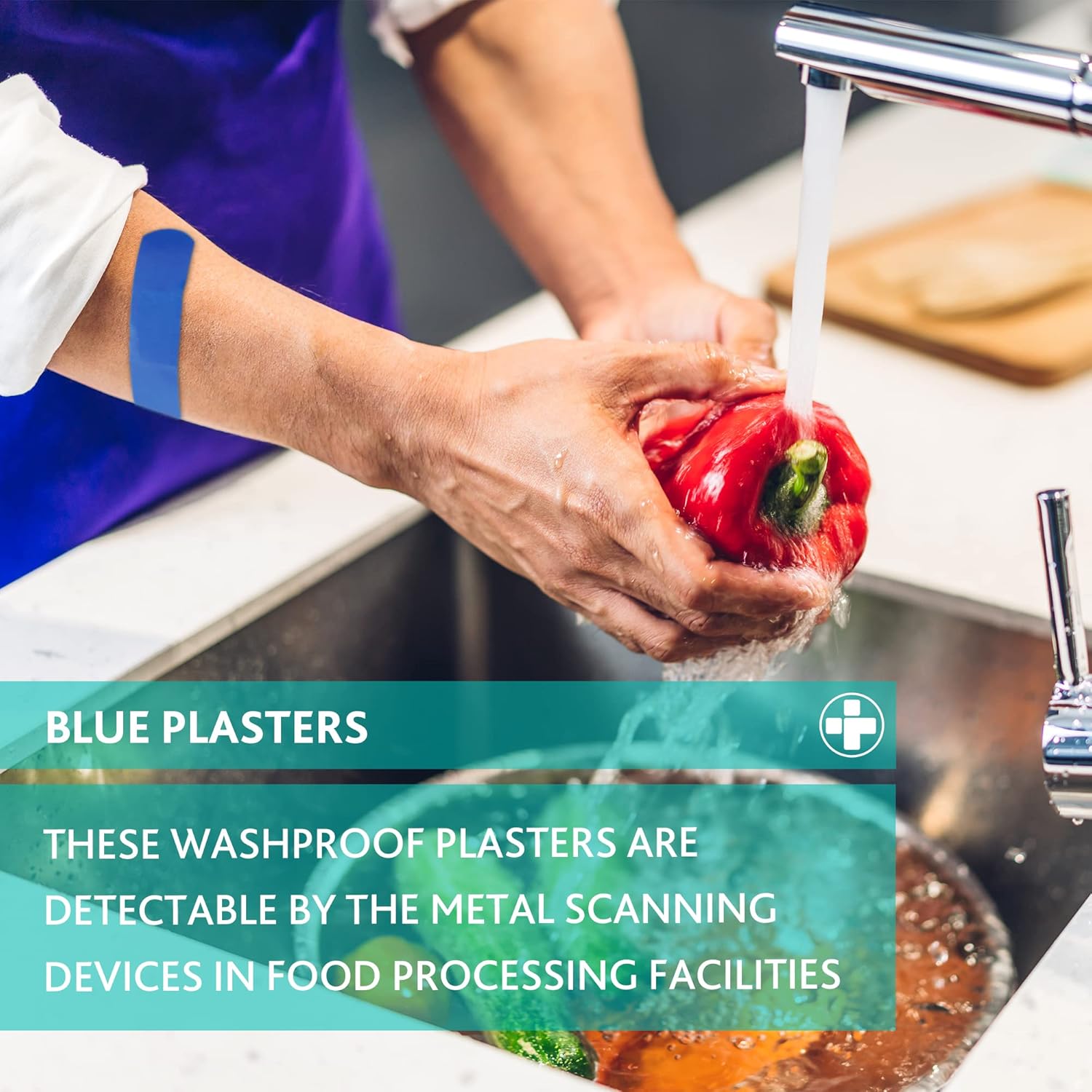 Dependaplast Food Area Blue Plasters With High Visibility And Metal Detection Properties, Easily Detectable, Individually Wrapped - Assorted Box of 100 : Amazon.co.uk: Health & Personal Care