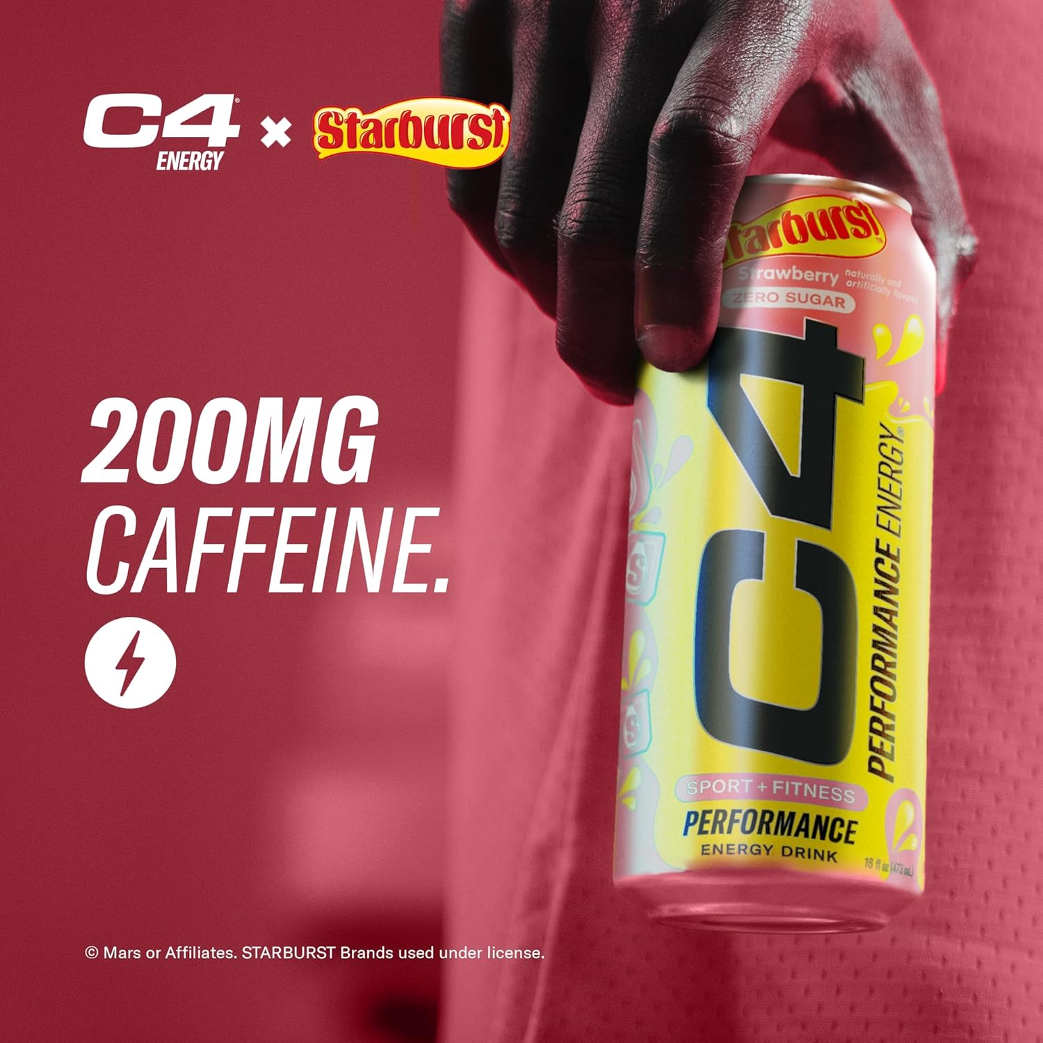 C4 Performance Energy Drink | STARBUST™ Strawberry | Zero Sugar Carbonated Preworkout Energy | 200mg Caffeine with Beta Alanine | 16 Fl Oz (12 Pack) : Health & Household