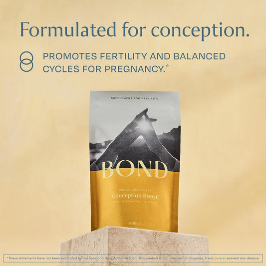 BOND Conception Boost - Fertility Supplements for Women for Ovulation, Egg Quality, and Fertility Support - Probiotics for Women, Prenatal Vitamins for Women - Folate, CoQ10, Choline - 30-Day Supply.