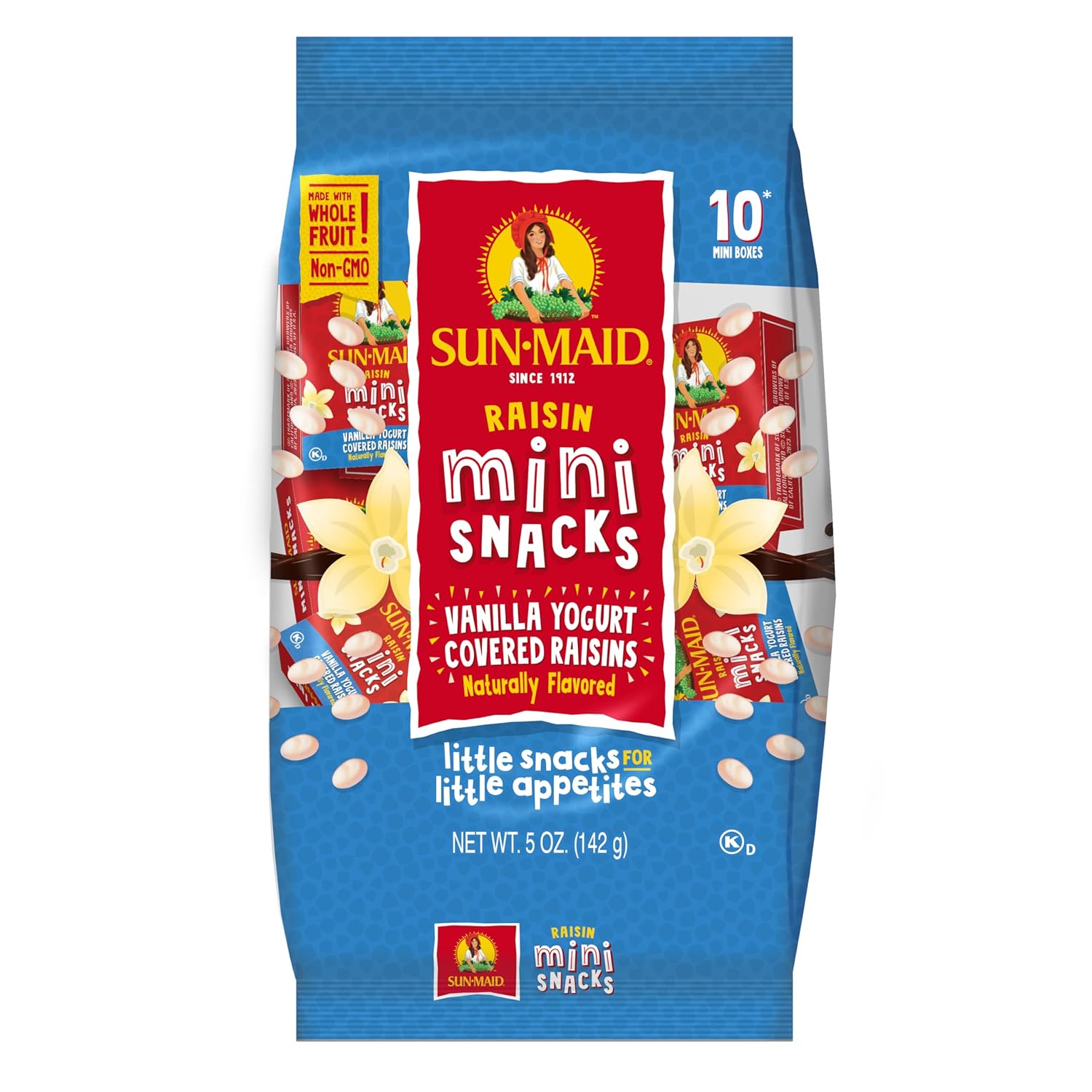 Sun-Maid Vanilla Yogurt Coated Raisins - (10 Pack) 0.5 Oz Mini Snack-Size Box - Yogurt Covered Dried Fruit Snack For Lunches And Snacks