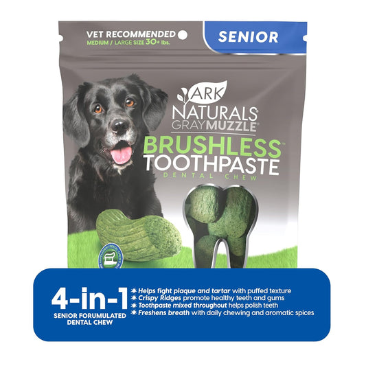 Ark Naturals Ark-4710071-1 Brushless Toothpaste Gray Muzzle Friendly Chewable Dental Treats For Dogs, 7.8 Oz, Large Breeds