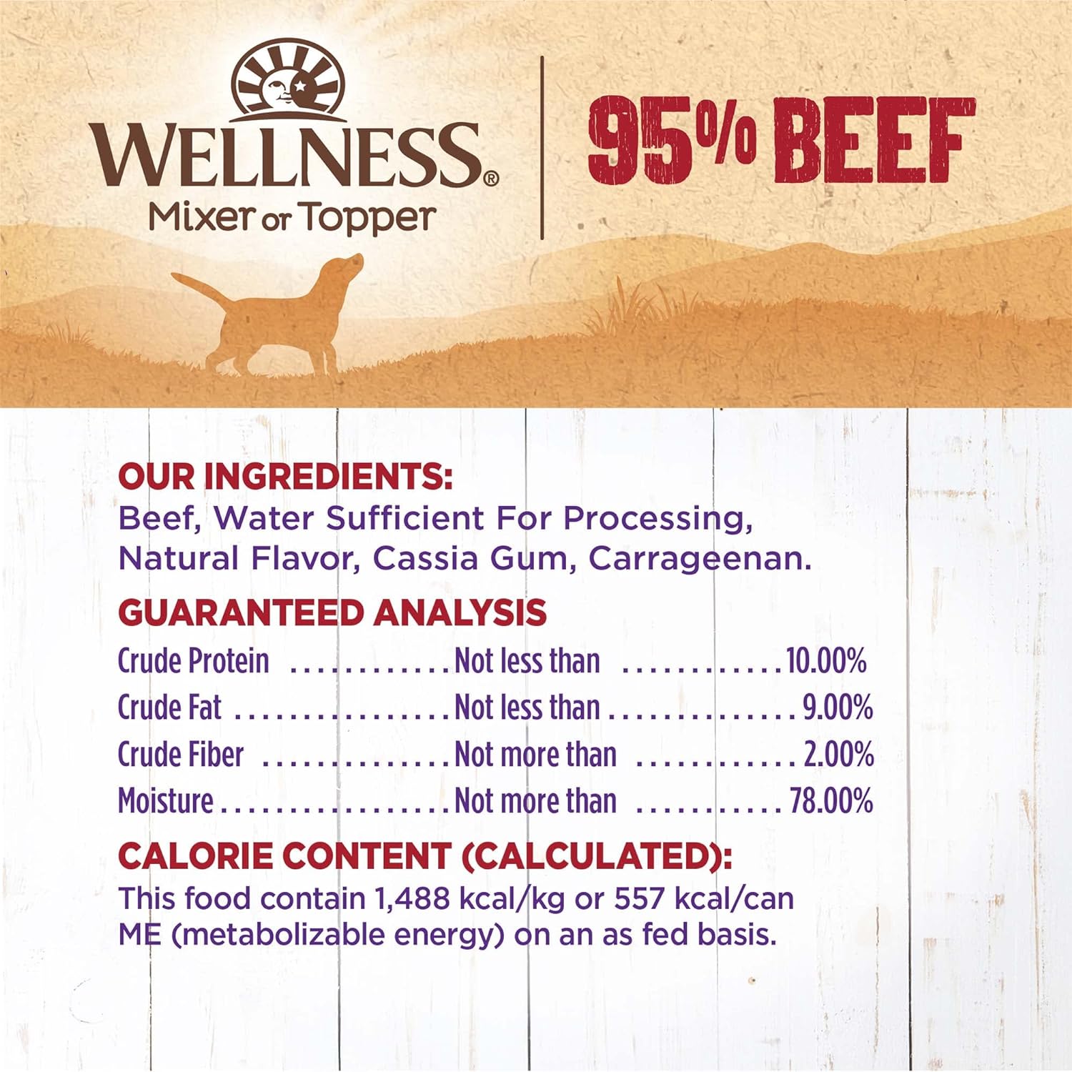 Wellness Natural Pet Food 95% Beef Natural Wet Grain Free Canned Dog Food, 13.2-Ounce Can (Pack of 12): Canned Wet Pet Food: Pet Supplies: Amazon.com