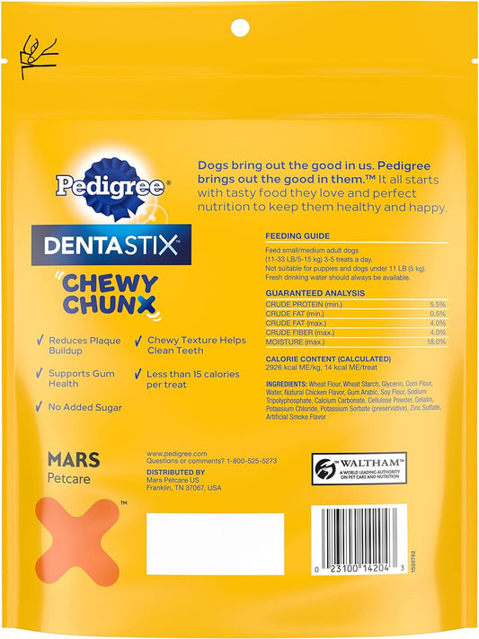 Pedigree DentaStix Chewy Chunx Dental Treats, Small/Medium Dog – 13.5 oz