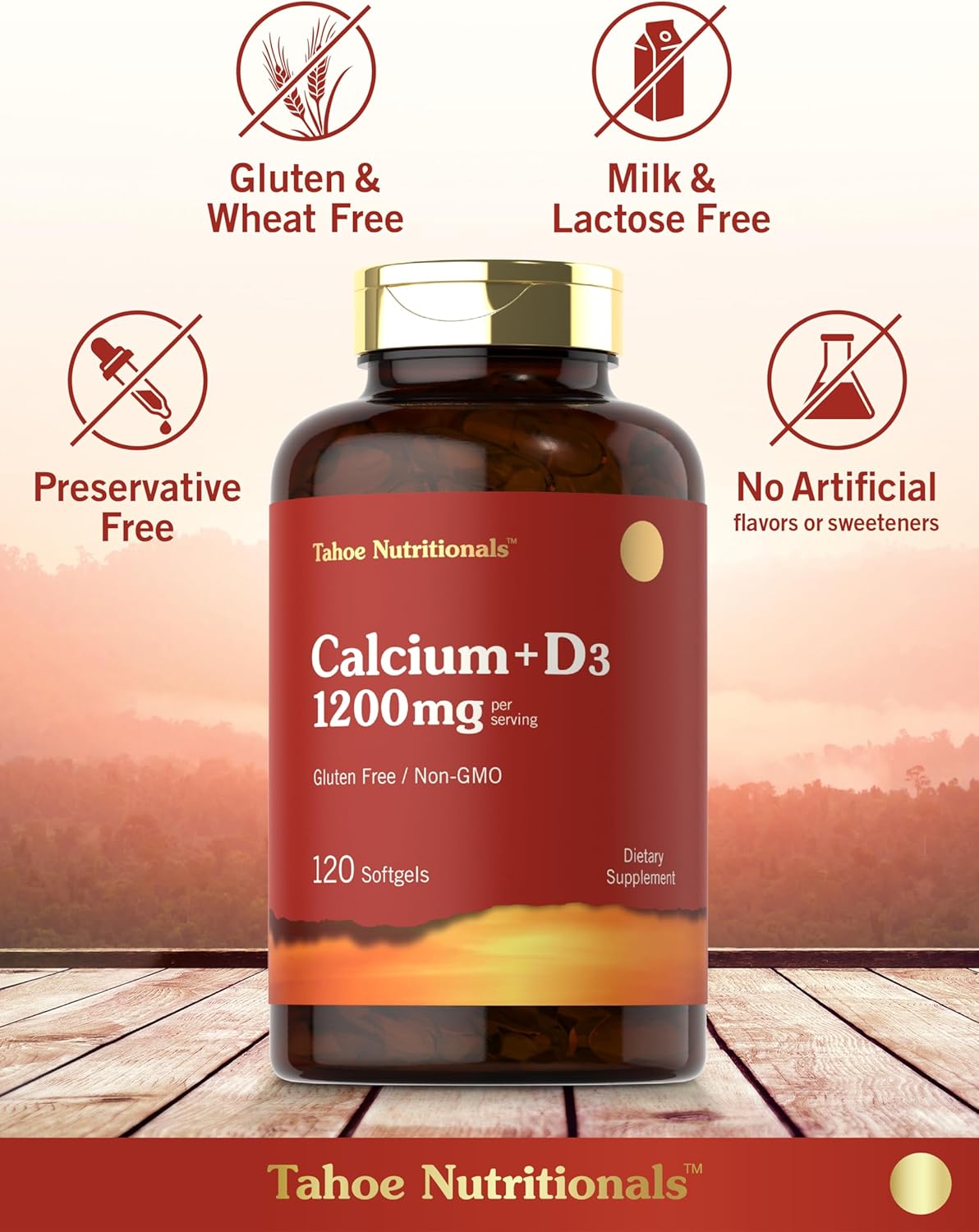 Carlyle Calcium 1200 mg with Vitamin D3 | 120 Softgels | Non-GMO and Gluten Free Supplement | Tahoe Nutritionals : Health & Household