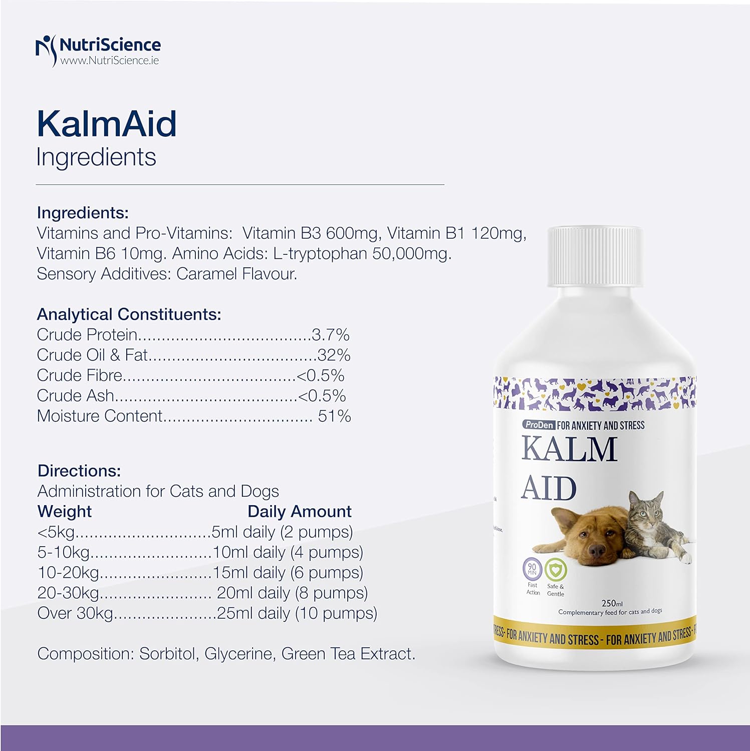 Swedencare UK KalmAid Liquid Supplement 250 ml for Dogs and Cats, Calming Supplement :Pet Supplies