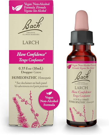 Bach Original Flower Remedies, Larch For Confidence (Non-Alcohol Formula), Natural Homeopathic Flower Essence, Holistic Wellness And Stress Relief, Vegan, 10Ml Dropper