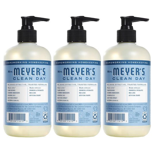 Mrs. Meyer'S Clean Day Hand Soap, Made With Essential Oils, Biodegradable Formula, Rain Water, 12.5 Fl. Oz - Pack Of 3