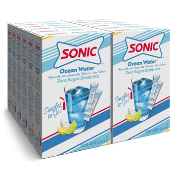 Sonic Singles To Go Powdered Drink Mix, Ocean Water, 6 Sticks Per Box, 12 Boxes (72 Sticks Total)