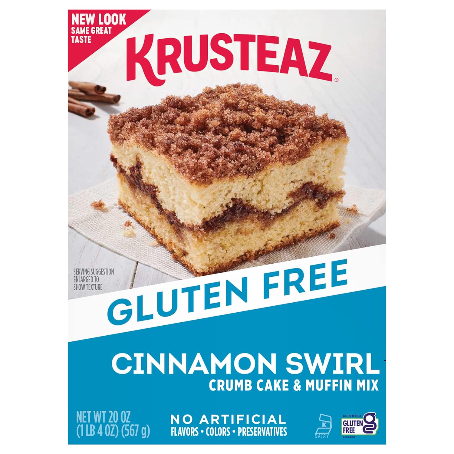 Krusteaz Gluten Free Cinnamon Swirl Crumb Cake & Muffin Mix, 20 oz Boxes (Pack of 8)
