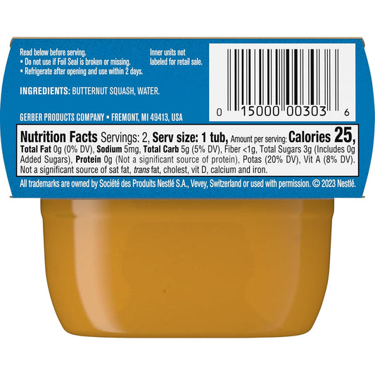 Gerber 1St Foods Baby Food, Butternut Squash Puree, Natural & Non-Gmo, 2 Ounce Tubs, 2-Pack (Pack Of 8)