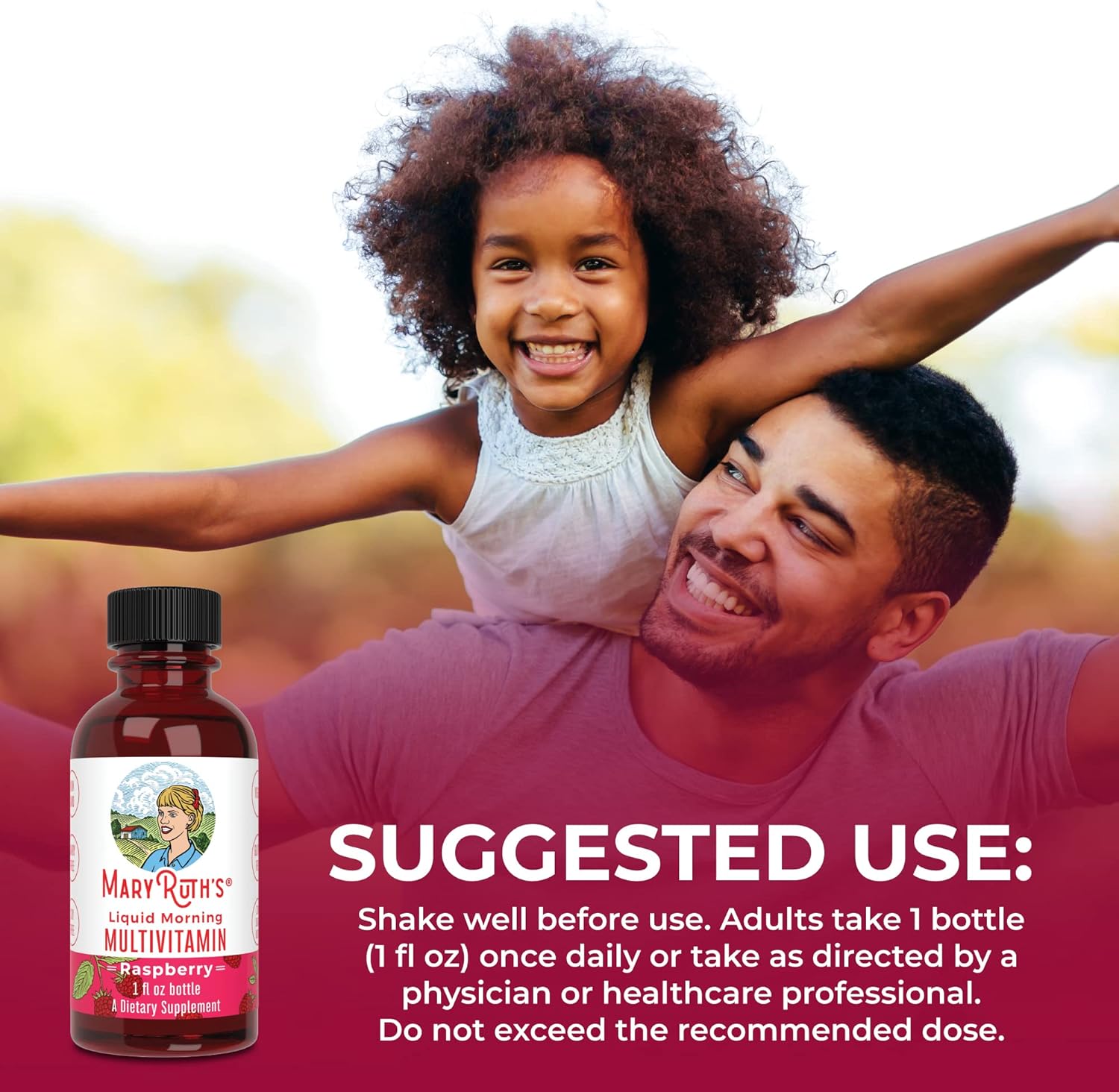 MaryRuth Organics Multivitamin for Women Men & Kids No Added Sugar | Morning Raspberry | Liquid Vitamins for Adults & Kids | Mens | Womens Multivitamin | Energy & Beauty Booster | 16-1 Fl Oz Bottles : Health & Household