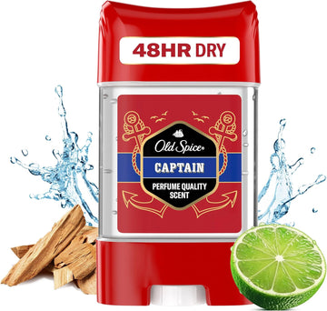 Old Spice Captain Antiperspirant Roll On Deodorant Clear Gel Stick For Men, Perfume Quality Scent & 48H Dry And Fresh, Anti-White Mark Technology, 70Ml