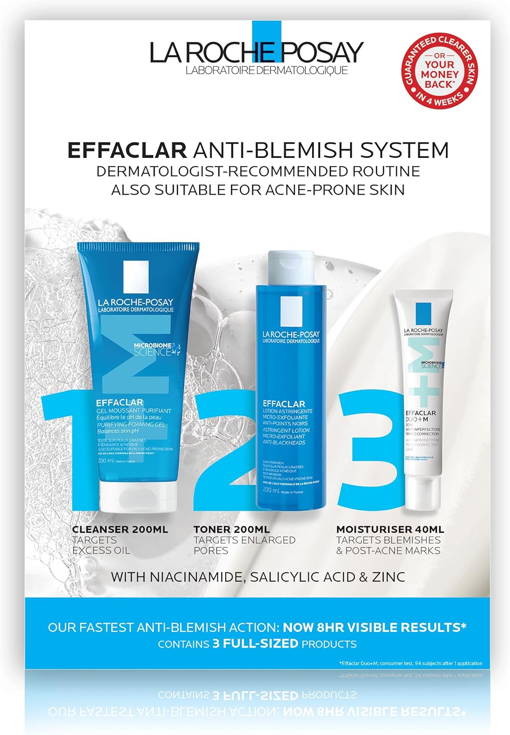 La Roche-Posay Effaclar 3-Step Anti-Breakout Kit Routine, For Oily, Blemish-Prone Skin