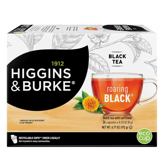 Higgins & Burke Roaring Black, Loose Leaf, Black Tea, Keurig K-Cup Brewer Compatible Pods, 24 Count