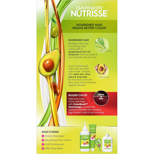 Garnier Hair Color Nutrisse Ultra Color Nourishing Creme, R2 Medium Intense Auburn (Goji Berry) Red Permanent Hair Dye, 1 Count (Packaging May Vary)