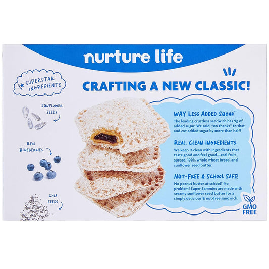 Nurture Life Crustless Sandwiches, Blueberry Blast Super Sammies, Healthy Toddler Snacks, Nut-Free, Allergen-Friendly, Non-Gmo, School Safe, Thaw And Eat, Organic Focus, Fresh Meals For Kids, 3 Pack