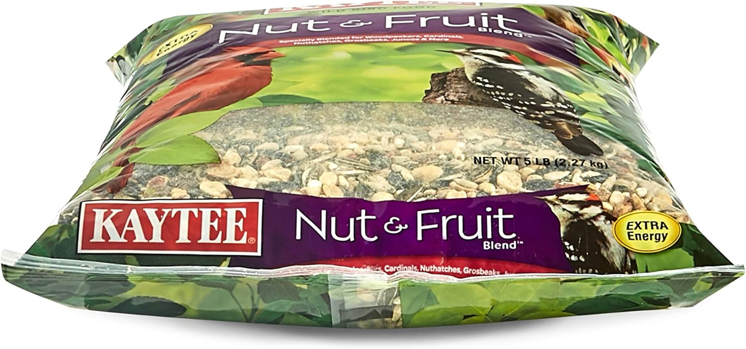 Kaytee Wild Bird Food Nut & Fruit Seed Blend For Cardinals, Chickadees, Nuthatches, Woodpeckers and Other Colorful Songbirds, 5 Pounds : Wild Bird Birdseed : Pet Supplies