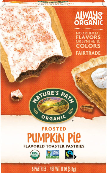 Nature's Path Organic Toaster Pastries, Frosted Pumpkin Pie, 72 Count (Pack of 12, 11 Oz Boxes), Made From Real Pumpkin