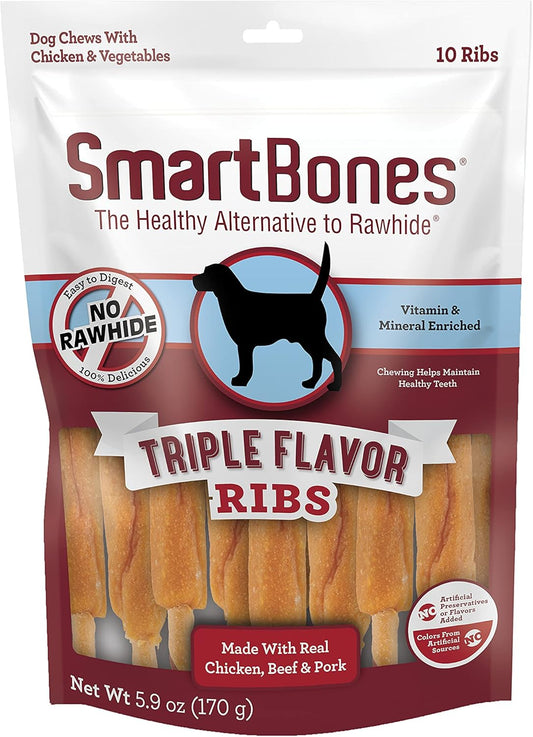 Smartbones No Artificial Colors Or Preservatives Rib And Wing Chews, Treat Your Dog To A Fun Shapped Triple Flavor Chew