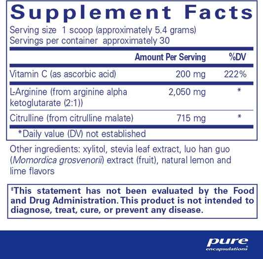 Pure Encapsulations Nitric Oxide Support | Supports Healthy Oxygen Circulation And Promotes Energy Production Within Muscles | 5.7 Ounces