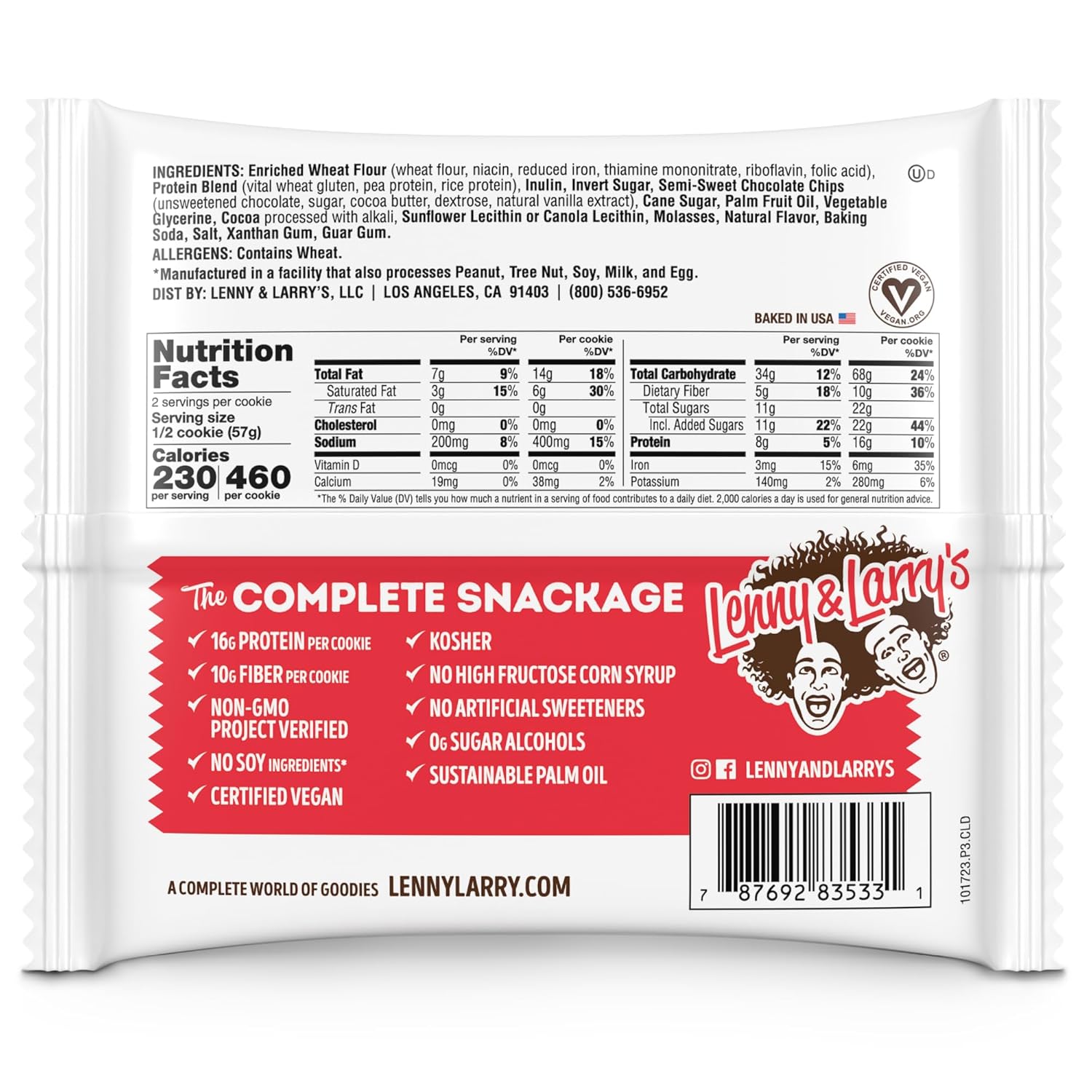 Lenny & Larry'S The Complete Cookie, Double Chocolate, Soft Baked, 16G Plant Protein, Vegan, Non-Gmo, 4 Ounce Cookie (Pack Of 12)