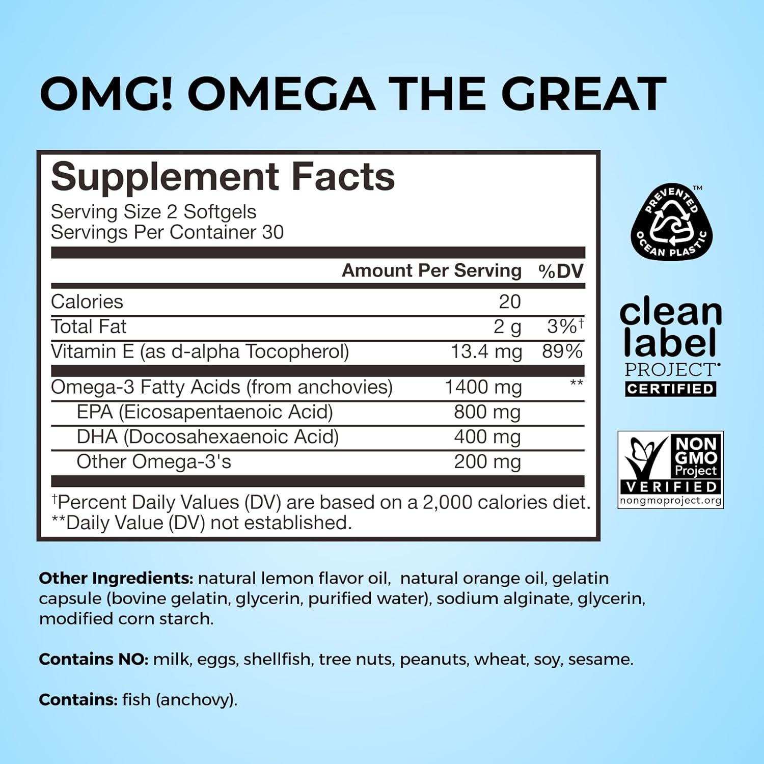 Hum Omg! Omega The Great - Triple Omega 3 Fish Oil Supplement With Dha, Eha & Vitamin E To Support Bright & Even Skin Tone - Gluten Free & Non-Gmo (60-Count) : Health & Household