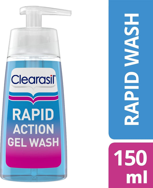Clearasil Acne Face Wash, 150ml, Salicylic Acid Gel, Day and Night, Acne, Spot Wash, Pore Cleanser, Rapid Action, Clearer Skin In 12 Hours, Spot Treatments, Skin Care