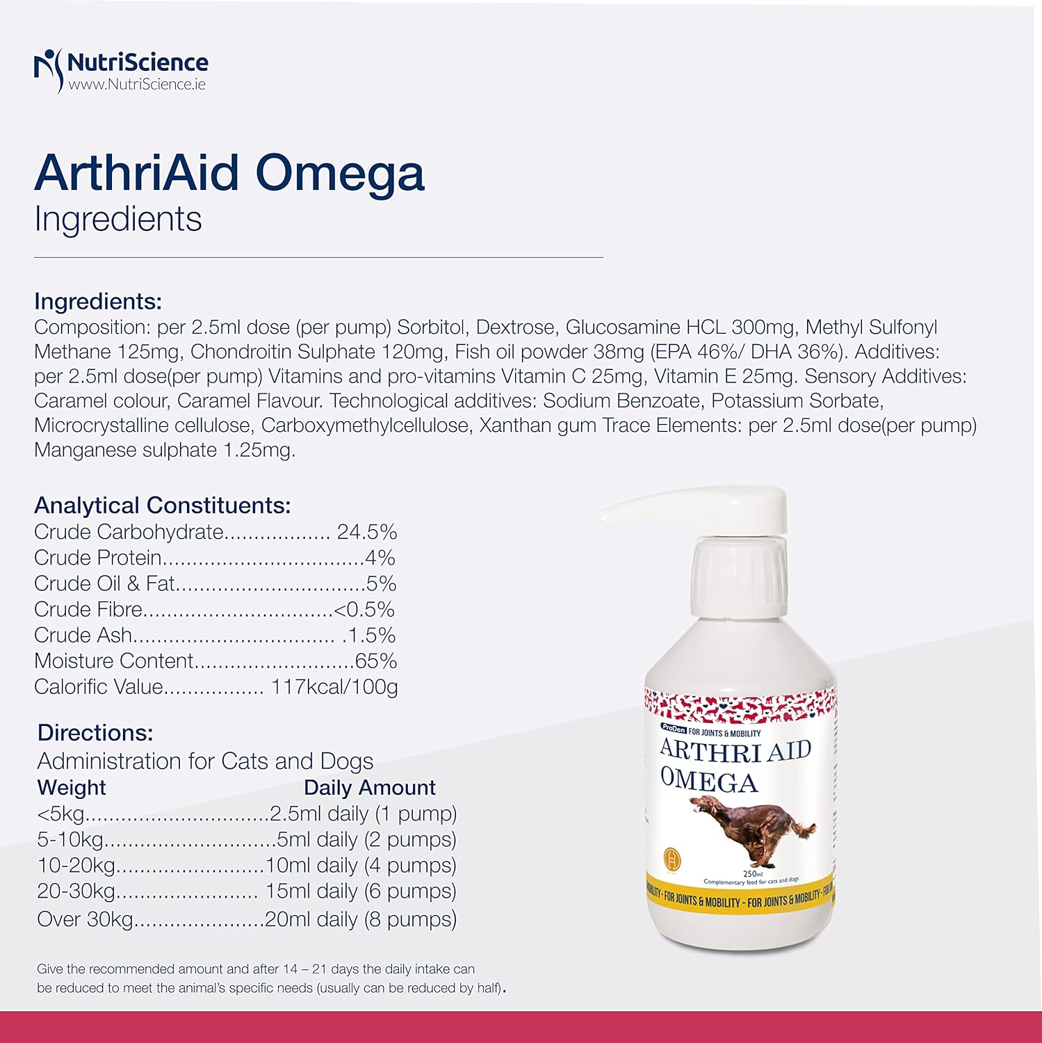 Swedencare UK ArthriAid Omega Liquid Supplement 250 ml for Dogs and Cats, Joints and Mobility Supplement :Pet Supplies