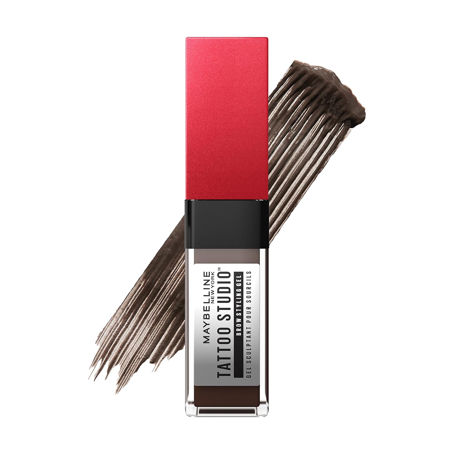 Maybelline Tattoo Studio Brow Styling Gel, Waterproof Eyebrow Make Up, Brow Tint For Up To 36Hr Wear, Deep Brown, 1 Count