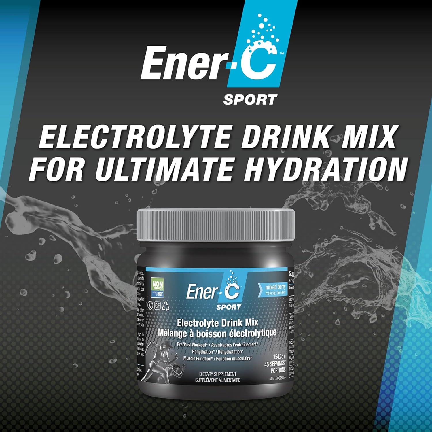 Ener-C Sport - Electrolyte Drink Mix Powder, Supports Muscle Function 