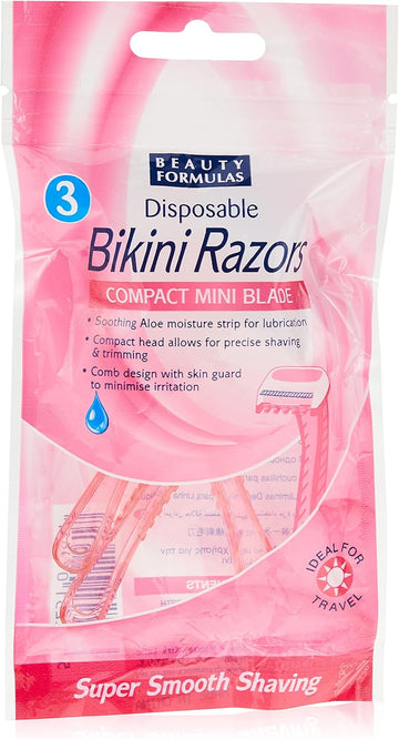 Beauty Formulas Disposable Bikini Razors Compact Mini Blade 3-Pieces