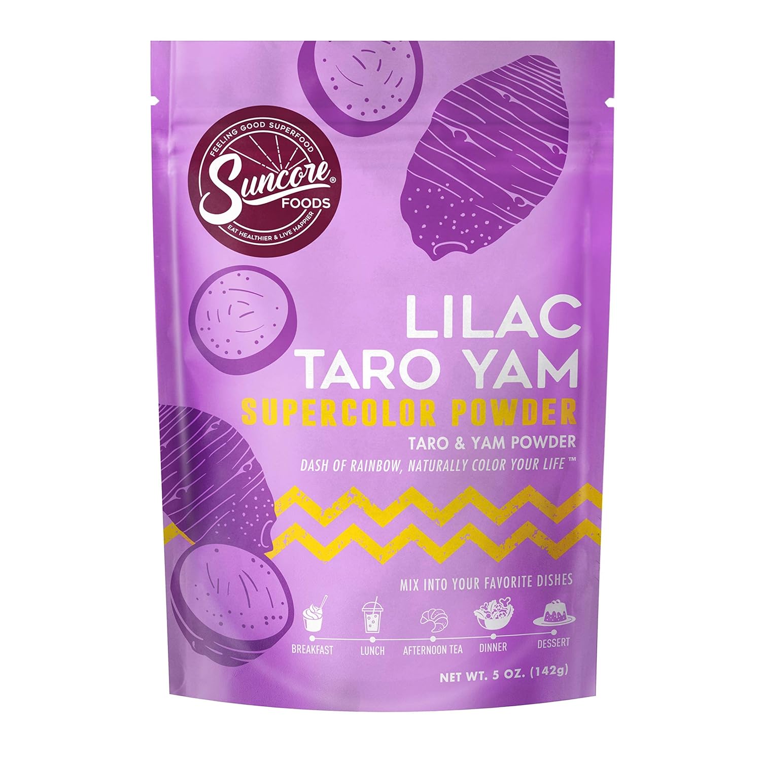 Suncore Foods Lilac Taro Yam Powder, Light Purple Food Coloring Powder, Gluten-Free, Non-GMO, 5oz (1 Pack)