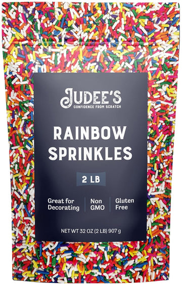Judee'S Rainbow Sprinkles 2 Lb - Gluten-Free And Nut-Free - Brighten Up Your Baked Goods - Great For Cookie And Cake Decoration - Use For Baking And As Dessert And Ice Cream Toppings