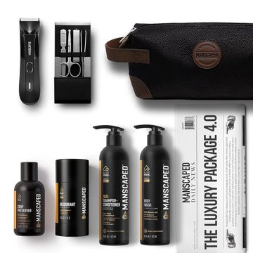 Manscaped® The Luxury Package 4.0 Includes: The Lawn Mower® 4.0 Electric Trimmer, The Shears 2.0 Nail Kit, Crop Preserver™, Deodorant, Body Wash, 2-In-1 Shampoo & Conditioner, The Shed Toiletry Bag