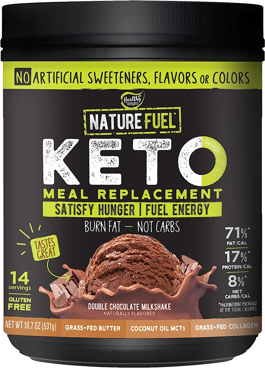 Healthy Delights Nature Fuel, Chocolate Milkshake, 14 Servings, (Pack of 1) 18.7 Ounce