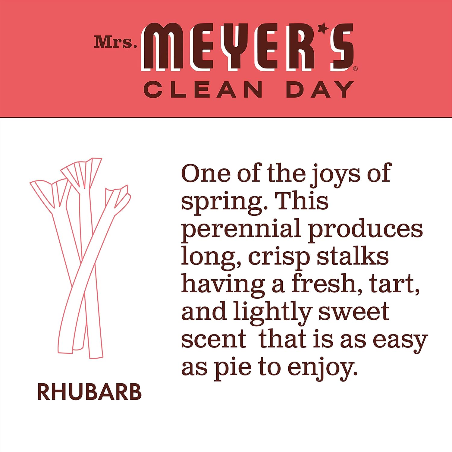 MRS. MEYER'S CLEAN DAY Hand Soap, Made with Essential Oils, Biodegradable Formula, Rhubarb, 12.5 fl. oz