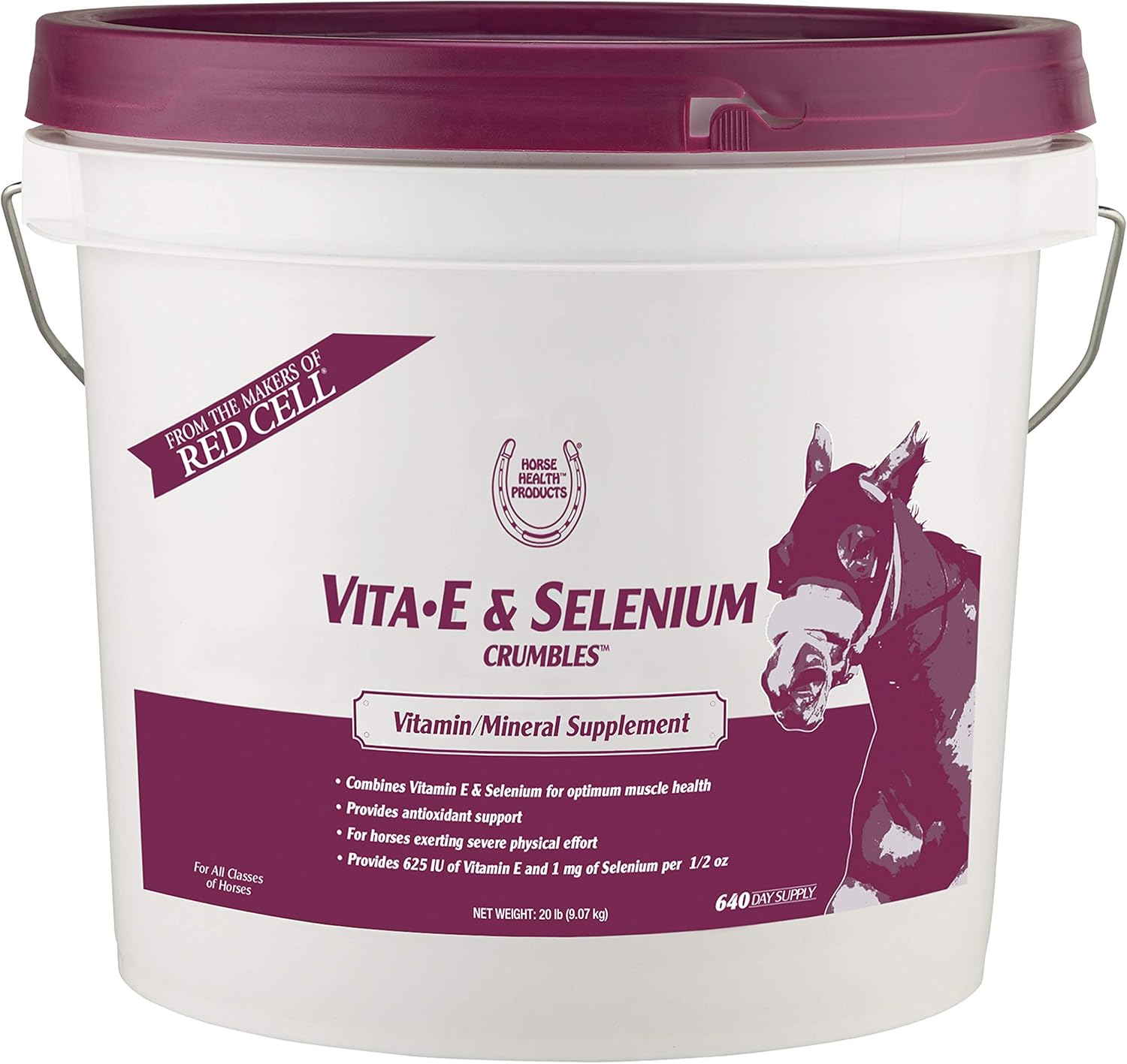 Farnam Horse Health Vita E & Selenium Crumbles Horse Vitamin Supplement, Supports Optimal Muscle Health And Antioxidant Support, 20 Lbs., 640 Day Supply