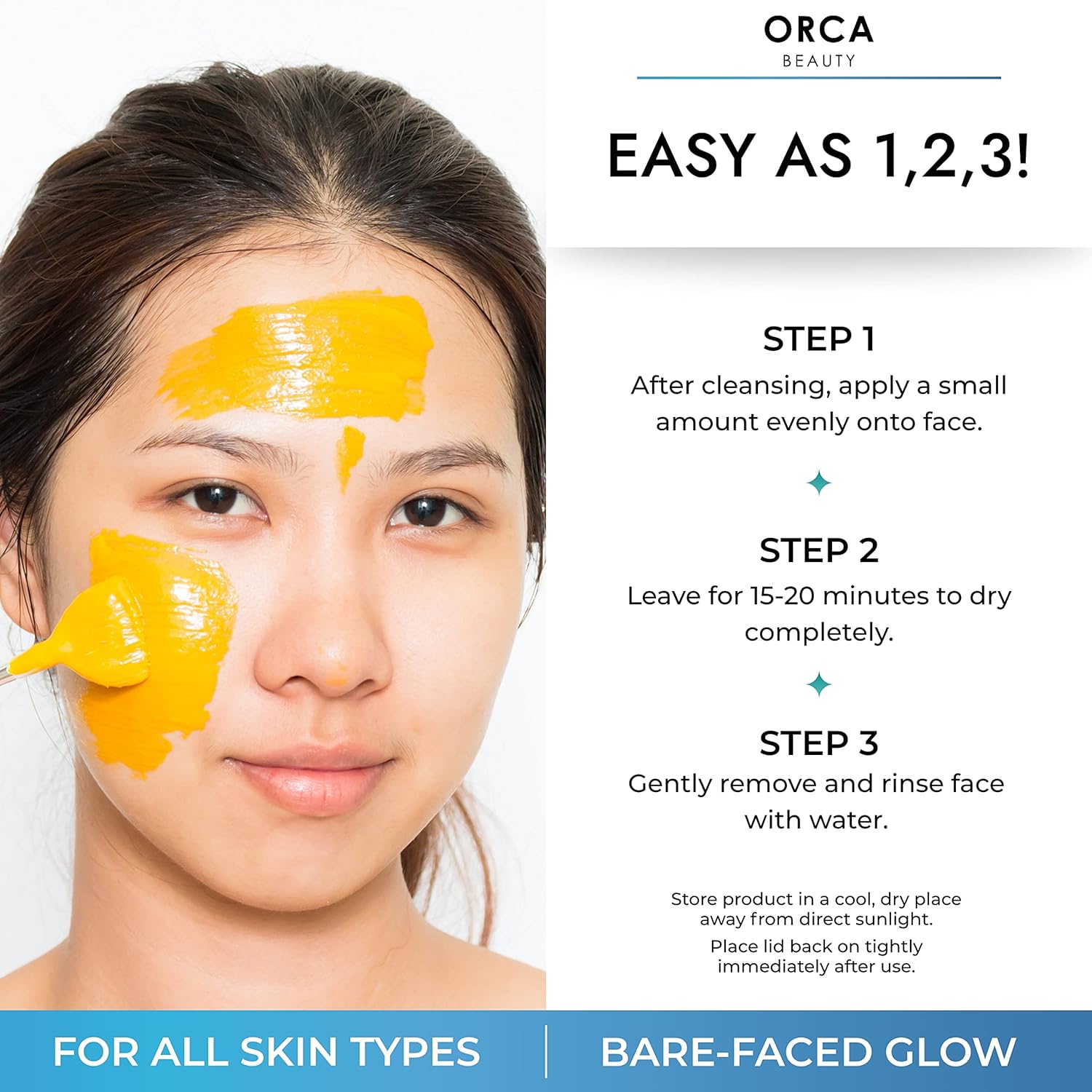 Orca Beauty Turmeric Face Mask, Turmeric Mask Facial Mask Skin Care Mask - Facial Mask Skin Care Pore Cleansing Mask with Vitamin C, Kakadu Plum, Green Tea, Rosehip Oil : Beauty & Personal Care