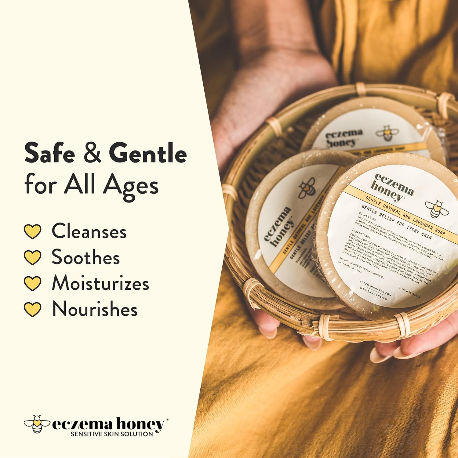 Eczema Honey Oatmeal & Lavender Soap & Oatmeal Body Lotion - Bundle For Sensitive & Dry Skin - Cruelty Free : Beauty & Personal Care