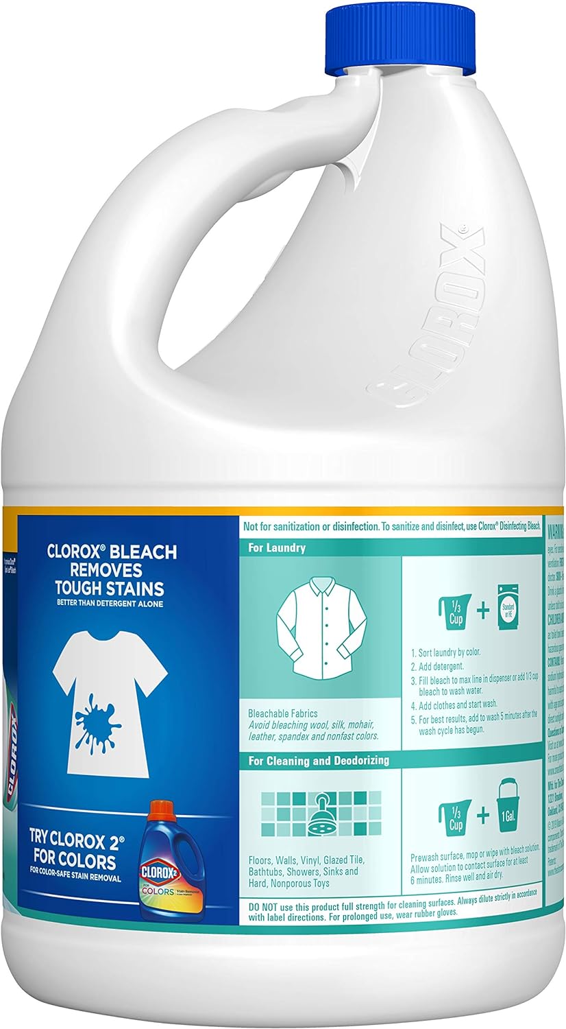 Clorox Bleach Liquid Splash-Less Clean Linen Concentrated, 117 Fl Oz : Health & Household