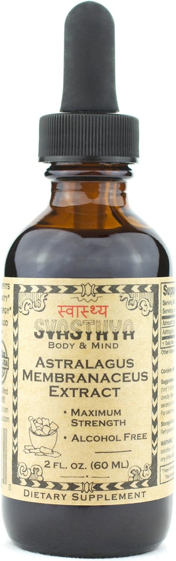 SVASTHYA Body & Mind Astragalus Membranaceus Liquid Extract - Boosts Immune System & Mental Clarity, Natural Healing & Stress Relief, Made in The USA, GMP, 2 oz