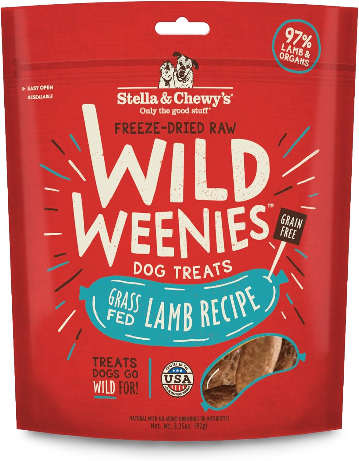 Stella & Chewy’S Freeze-Dried Raw Wild Weenies Dog Treats – All-Natural, Protein Rich, Grain Free Dog & Puppy Treat – Great For Training & Rewarding – Grass-Fed Lamb Recipe – 3.25 Oz Bag