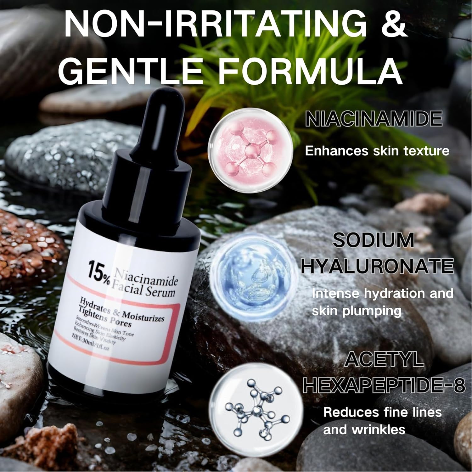 Niacinamide 15% Peptide Booster Set - Korean Skin Care Set - Niacinamide Serum & 6 Peptide Skin Booster Toner, Skincare Gift Sets For Women, Anti-Aging Serum For Pore Minimizer, Hydrating, Firming